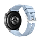 Huawei Watch GT6 Pro 46mm İle Tam Uyumlu Kordon Metal Tokalı Yumuşak Silikon Kordon Kayış  Mavi thumbnail 2