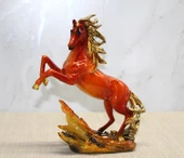 Periboia Polyester Gold Detaylı Şahlanmış At Figürü - 1