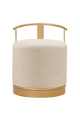 Pufi Puf Gold Metal Çerçeveli Keten Çok Amaçlı Dekoratif Oturak, Makyaj Oturağı,Montajsız Puf Bench - 2