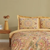 Karaca Home Manas %100 Pamuk Çift Kişilik Nevresim Takımı Hardal thumbnail 2