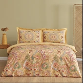 Karaca Home Manas %100 Pamuk Çift Kişilik Nevresim Takımı Hardal thumbnail 6