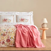 Karaca Home Jora %100 Pamuk Çift Kişilik Nevresim Pike Takımı Somon - 5