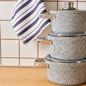 Karaca Biogranit Nare 6 Parça Midi Tencere Seti Blue thumbnail 2