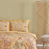 Karaca Home Manas %100 Pamuk Çift Kişilik Nevresim Takımı Hardal thumbnail 10