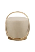 Loop Serisi Puf, Metal Halkalı Puf, Makyaj Oturağı ,Puf Bench Montajsız Oturak Gold Metal Ayaklı - 1
