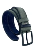 Haki Yeşil Süet Suni Deri Çift Dikişli Model 4 cm.lik Unisex Spor Kemer - XD-9010-10-ST thumbnail 1