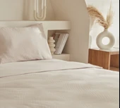 Karaca Home Charm Sion %100 Pamuk Jakarlı Saten King Size Nevresim Takımı Bej thumbnail 9