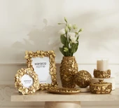 Karaca Coretta Vazo 11 x 19 cm Gold thumbnail 3