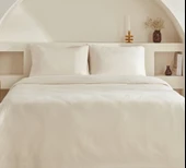 Karaca Home Sion %100 Pamuk Jakarlı Saten King Size Nevresim Takımı Ekru thumbnail 1