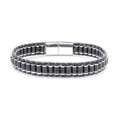 Oniks & Hematit Çelik Örgülü Deri Bileklik 31832B22D2 thumbnail 1