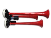 HAVALI KORNA KIRMIZI 3 BORULU METAL DÜZ 12V - HIDO 570B - 1