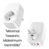 Type-C ve USB Girişli Akım Korumalı Priz  Çoklu Şarj ve Çoğaltıcı Priz - 7