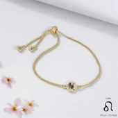 Burca Özel Yuvarlak Figürlü Altın Renkli Zincirli 14 Ayar Altın Plakalı Hediye Bileklik-417 thumbnail 1