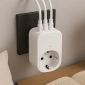 Type-C ve USB Girişli Akım Korumalı Priz  Çoklu Şarj ve Çoğaltıcı Priz - 4