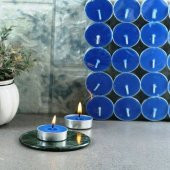 Mavi Renk 50li Yuvarlak Tealight Mum - 1
