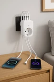 Type-C ve USB Girişli Akım Korumalı Priz  Çoklu Şarj ve Çoğaltıcı Priz - 5