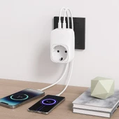 Type-C ve USB Girişli Akım Korumalı Priz  Çoklu Şarj ve Çoğaltıcı Priz - 6