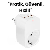 Type-C ve USB Girişli Akım Korumalı Priz  Çoklu Şarj ve Çoğaltıcı Priz - 1