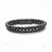 Oniks Doğaltaş Ve Deri Erkek Bileklik 31832B7D1 thumbnail 1