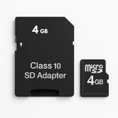 4GB Micro SD Hafıza Kartı VE SD Adaptör  Class 10 Yüksek Hızlı Veri Transferi - 1