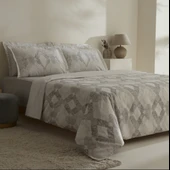 Karaca Home Chain %100 Pamuk 120 Tel Çift Kişilik Saten Nevresim Takımı Gri - 2