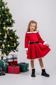 Kız Çocuk Kürk ve Kemer Detaylı ( 2-6 ) Yaş Tüllü Elbise thumbnail 1
