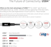 Club 3D CAC-1575 USB4 Gen3x2 Tip C - Tip C Çift Yönlü Kablo, 240W Şarj, 20Gbps Veri İletimi ve 4K60Hz Video 2m Destekler - 6.56ft thumbnail 6