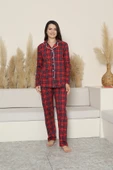 Kadın Pijama Takımı-Ekose Desenli - Pat Yakalı-Düğmeli 12284 - 4