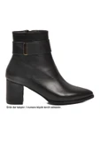 Ayakmod Siyah Dar Kalıp Streç Bilek Boy Sivri Burun Polarlı Topuklu Kadın Bot 262326 Z - 2