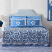Karaca Home Casandra %100 Pamuk Çift Kişilik Nevresim Takımı Mavi thumbnail 6