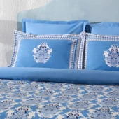 Karaca Home Casandra %100 Pamuk Çift Kişilik Nevresim Takımı Mavi thumbnail 2