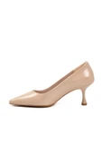 Ayakmod Bej Rugan Kadın İnce Kısa Topuklu Abiye Ayakkabı 695033 Z - 4