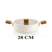 Schafer Ceramoni Seramik Basık Tencere 28 Cm – Krem - 2