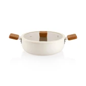 Schafer Ceramoni Seramik Basık Tencere 28 Cm – Krem - 1