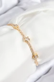 Pirinç Zirkon Taşlı Yıldız Model Gold Renk Asansörlü Kadın Bileklik - TJ-BB7737 thumbnail 1