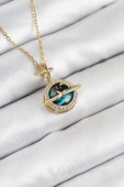 316L Çelik Zirkon Taşlı Gezegen Model Gold Renk Kadın Kolye - TJ-BKO10508 thumbnail 1