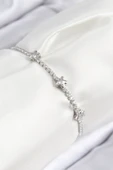 Pirinç Zirkon Taşlı Yıldız Model Gümüş Renk Asansörlü Kadın Bileklik - TJ-BB7736 thumbnail 1