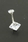 Kare Zirkon Taşlı Çelik Piercing 1 Adet - 2