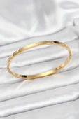 316L Çelik Gold Renk 65 mm İnce Kadın Kelepçe Bileklik - TJ-BB7915 thumbnail 1