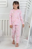 Cute Dreams Pattern Uzun Kollu Kız Çocuk Pijama Takımı - 7