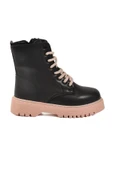 AYK'S Siyah Pudra İçi Polarlı Bağcıklı Fermuarlı Kaymaz Kız Çocuk Bot Dale 05 F - 2