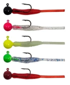 Kendo Hook Worm Jighead+Lrf Silikonu 2gr+4.5cm 5 Adet  Head Red+Red thumbnail 1