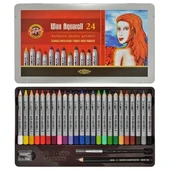 Supertrend Wax Aquarell Balmumu Kalın Boya Kalemi Seti 24 Renk Metal Kutu - 1