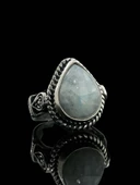 Damla Ay Taşı Özel Tasarım El Üretimi 925 Gümüş Yüzük thumbnail 1