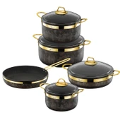Royal Stone 9 Parça Kum Taşı&Altın Taş Granit Tencere Seti thumbnail 1