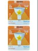 (2 Adet) Osaka 12Volt 7W (50W) Sarı (3000K) GU5.3 Duylu (İğne Bacak) Led Spot Ampul thumbnail 1