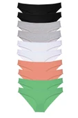 LitaeTrend 10 adet Süper Eko Set Likralı Kadın Slip Külot Siyah Gri Beyaz Pudra Yeşil thumbnail 1