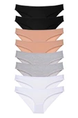 LitaeTrend 8 adet Süper Eko Set Likralı Kadın Slip Külot Siyah Ten Gri Beyaz thumbnail 1