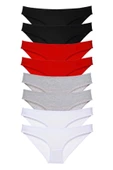 LitaeTrend 8 adet Süper Eko Set Likralı Kadın Slip Külot Siyah Kırmızı Gri Beyaz thumbnail 1
