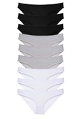 LitaeTrend 9 adet Süper Eko Set Likralı Kadın Slip Külot Siyah Gri Beyaz thumbnail 1